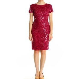 Tahari pink sequin sheath dress size 2